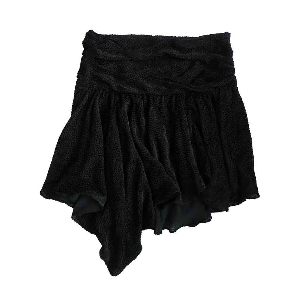 ISABEL MARANT Black Silk Viscose CLEM Polka Dot Burnout Drape Mini Skirt 36
